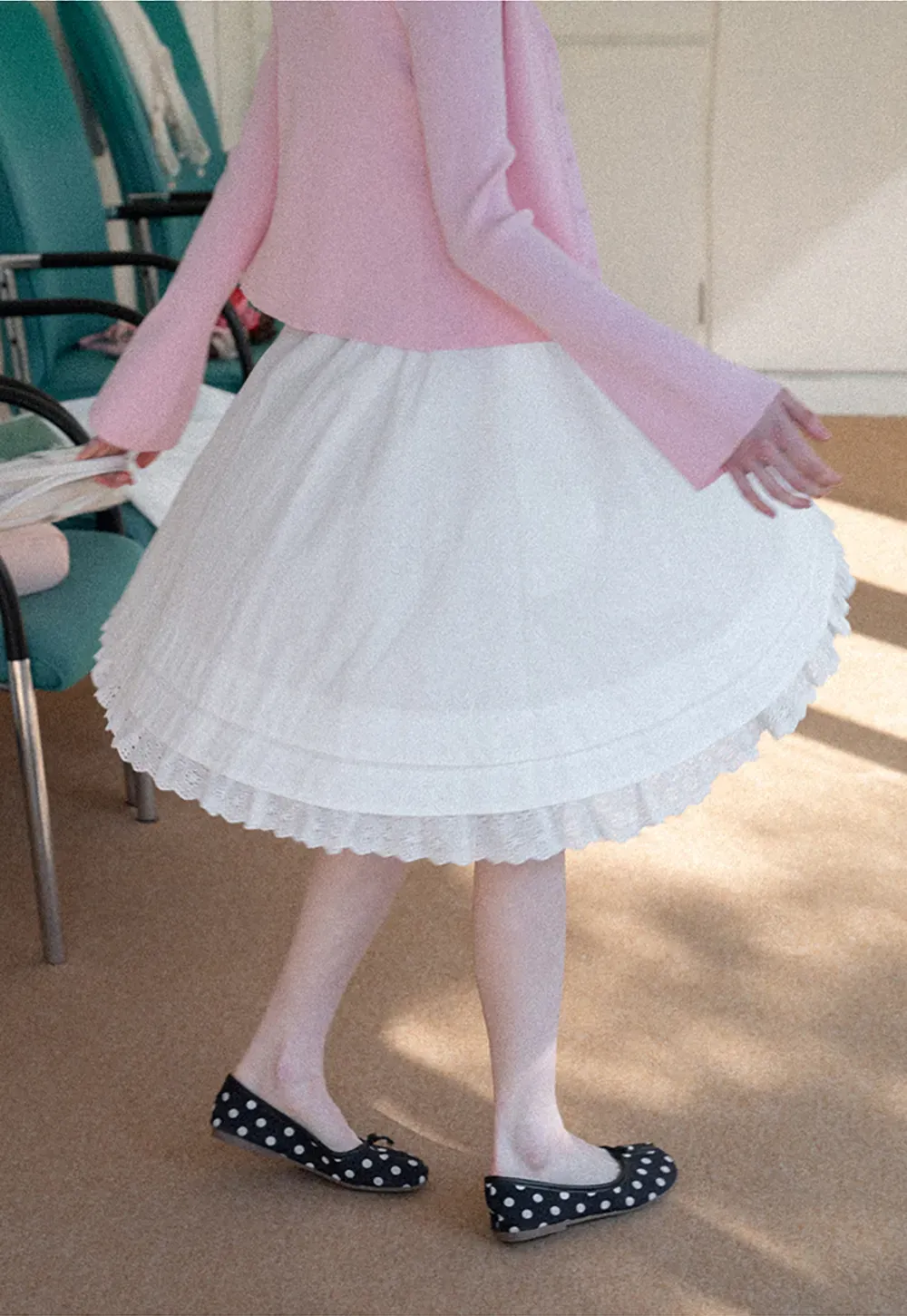 Elegant Flared Skirt with Lace Trim