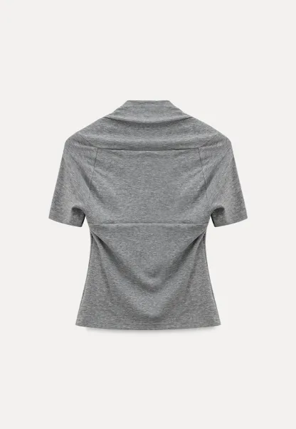 Square neck short sleeve fitted top