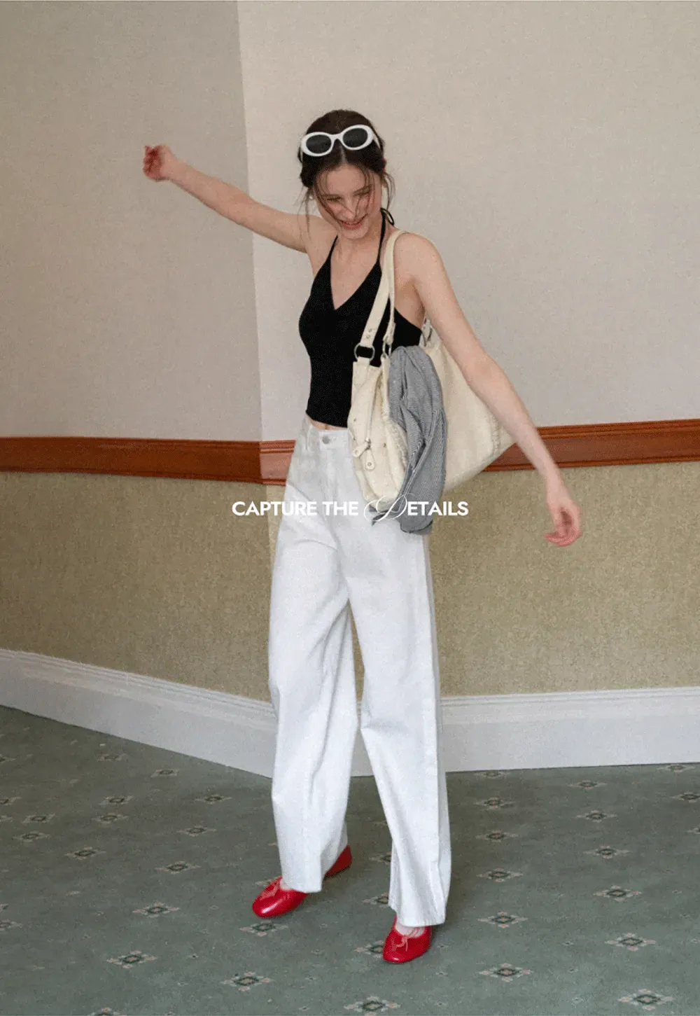 Striped cardigan with buttons and V neck tank top