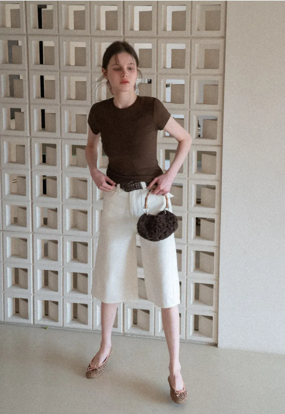 Wide Leg Denim Shorts with Belt and Back Pockets