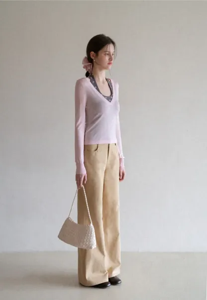 Woolen Knit Sweater and Polka Dot Tank Top