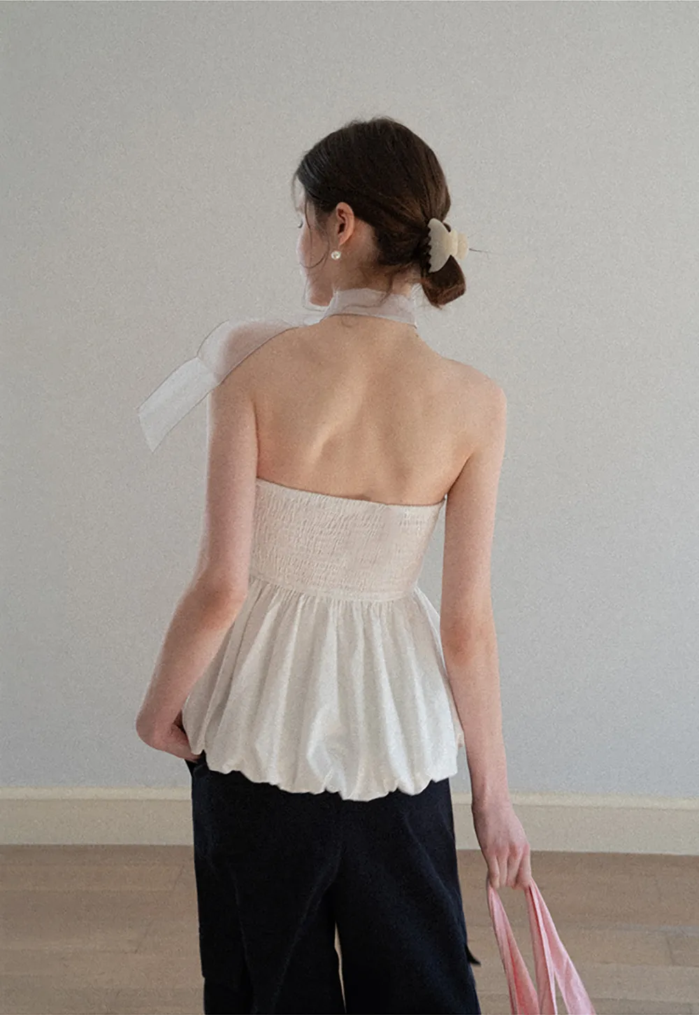 Smocked Waist Checkered Tank Top