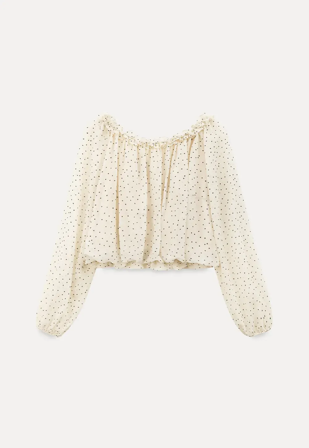 Polka Dot Ruffled Off Shoulder Chiffon Blouse