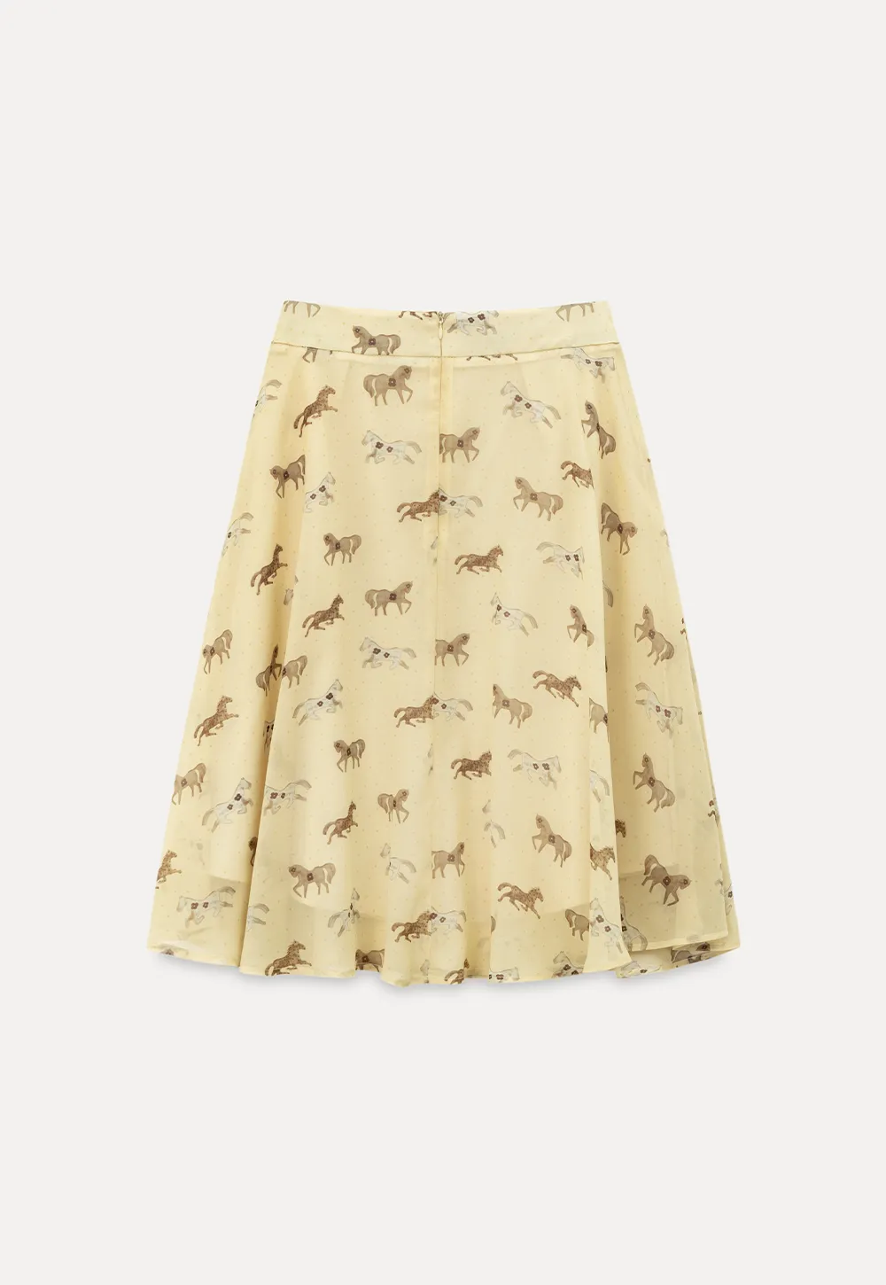 Horse Print Flared Midi Skirt