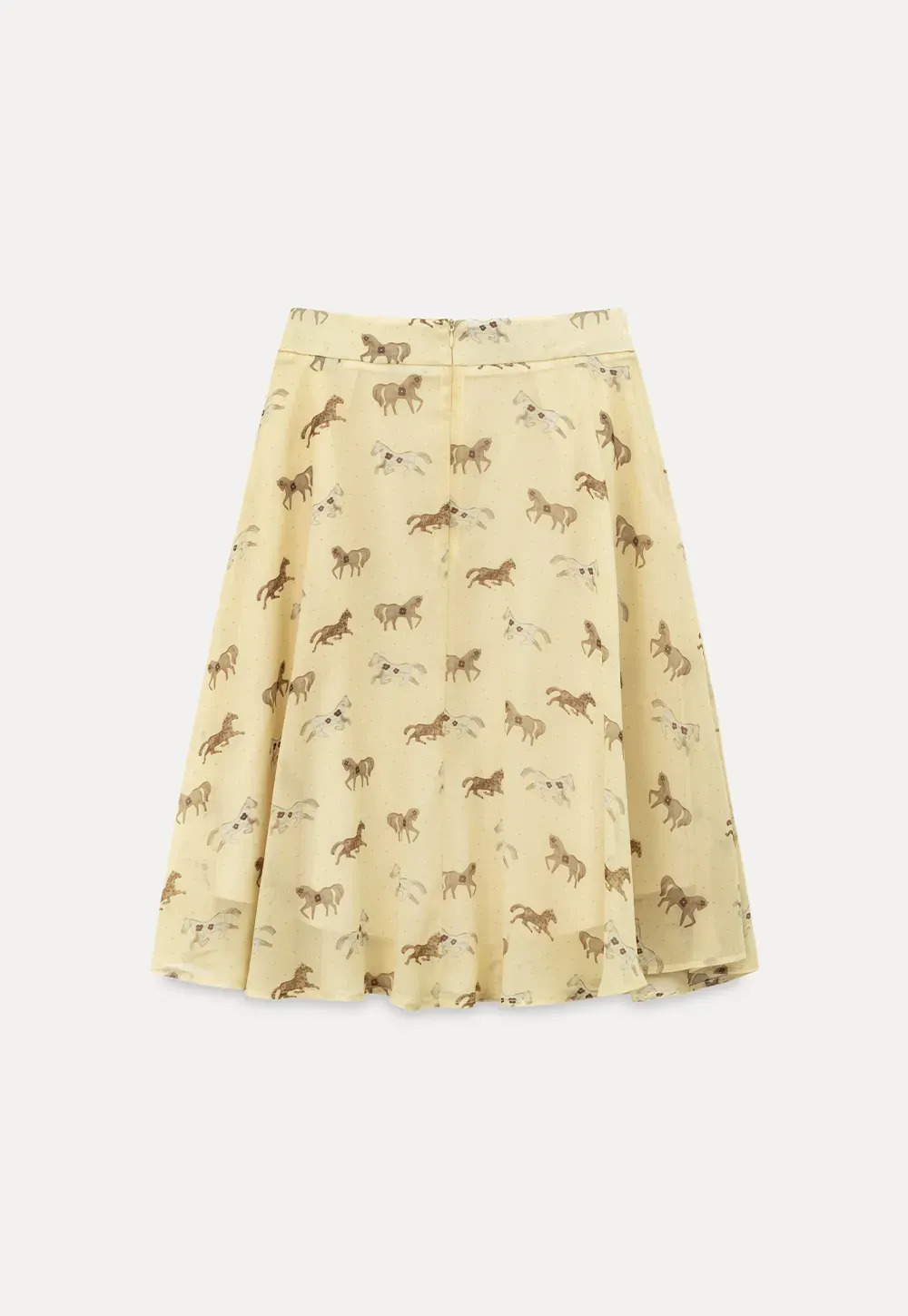 Horse Print Flared Midi Skirt