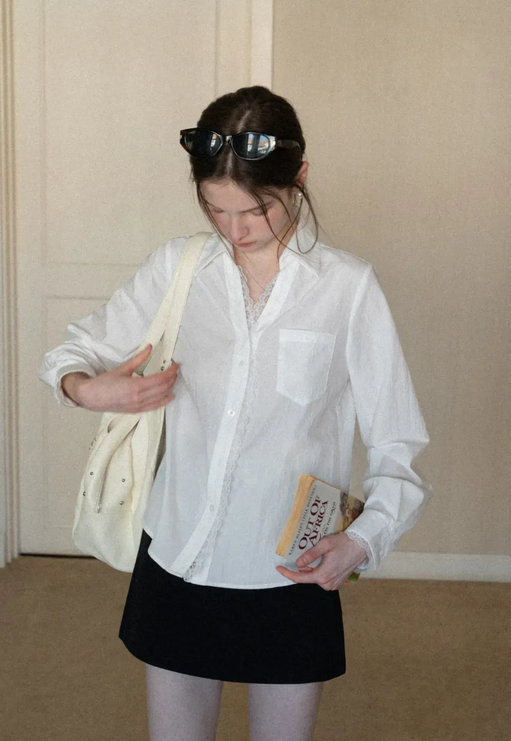 Elegant Lace Trim Button Down Shirt