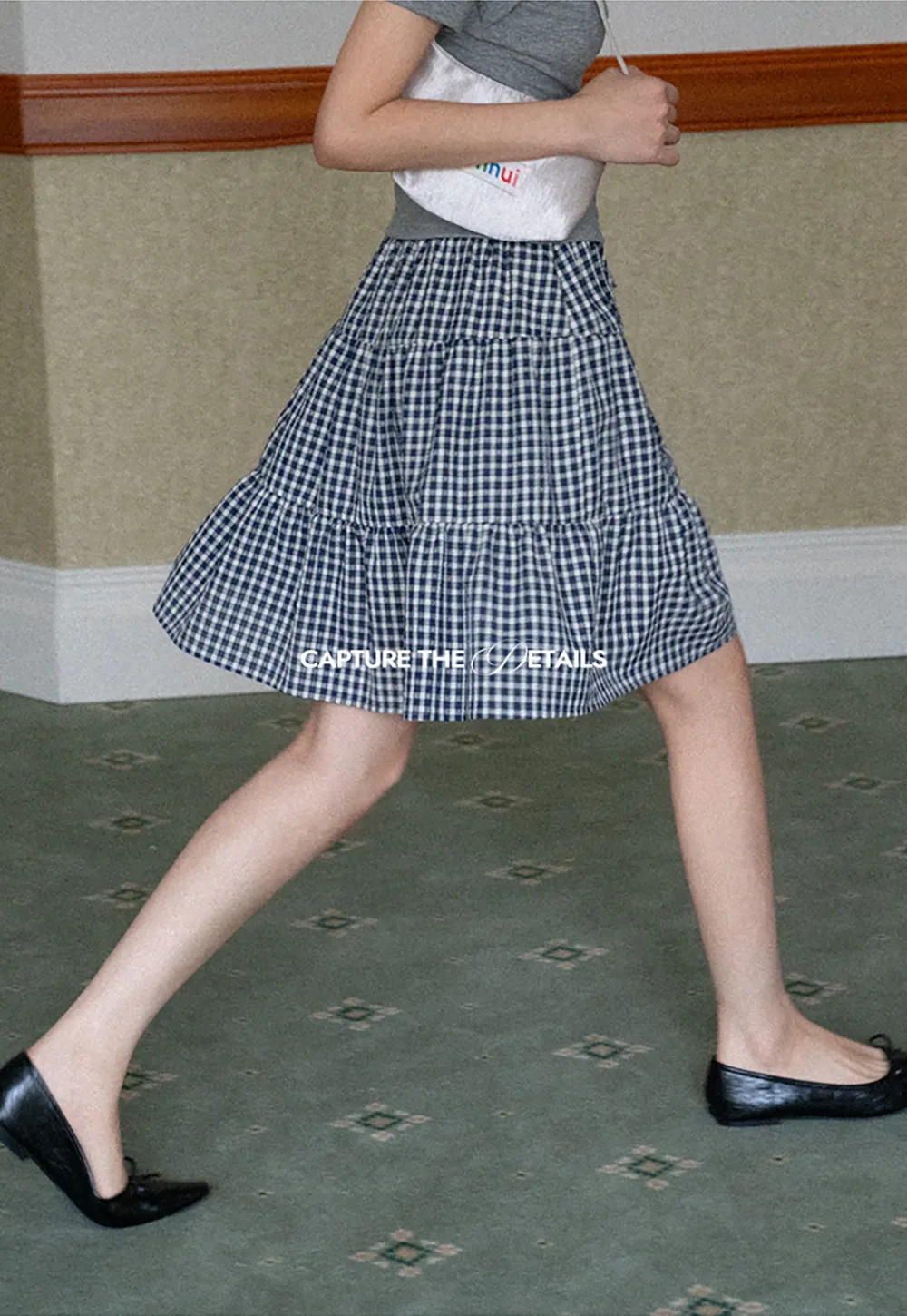 Gingham Pattern Tiered Skirt