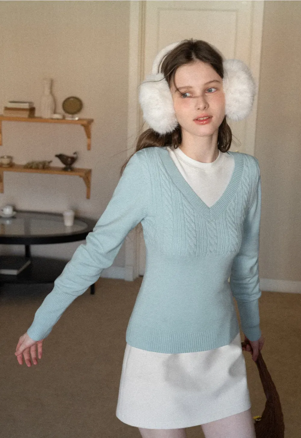 V Neck Long Sleeve Knit Sweater