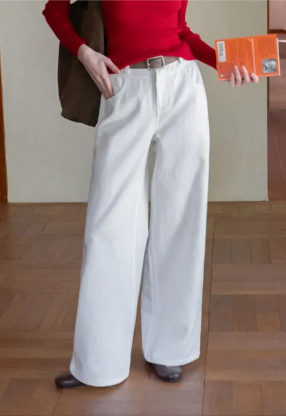 Wide Leg Casual Pants with Front Pockets