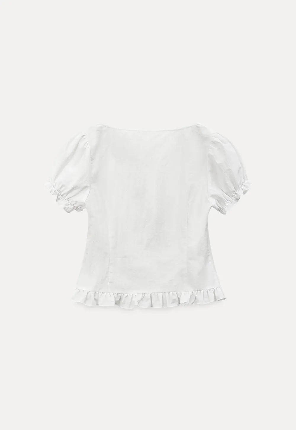 Square neck puff sleeve blouse with ruffle hem