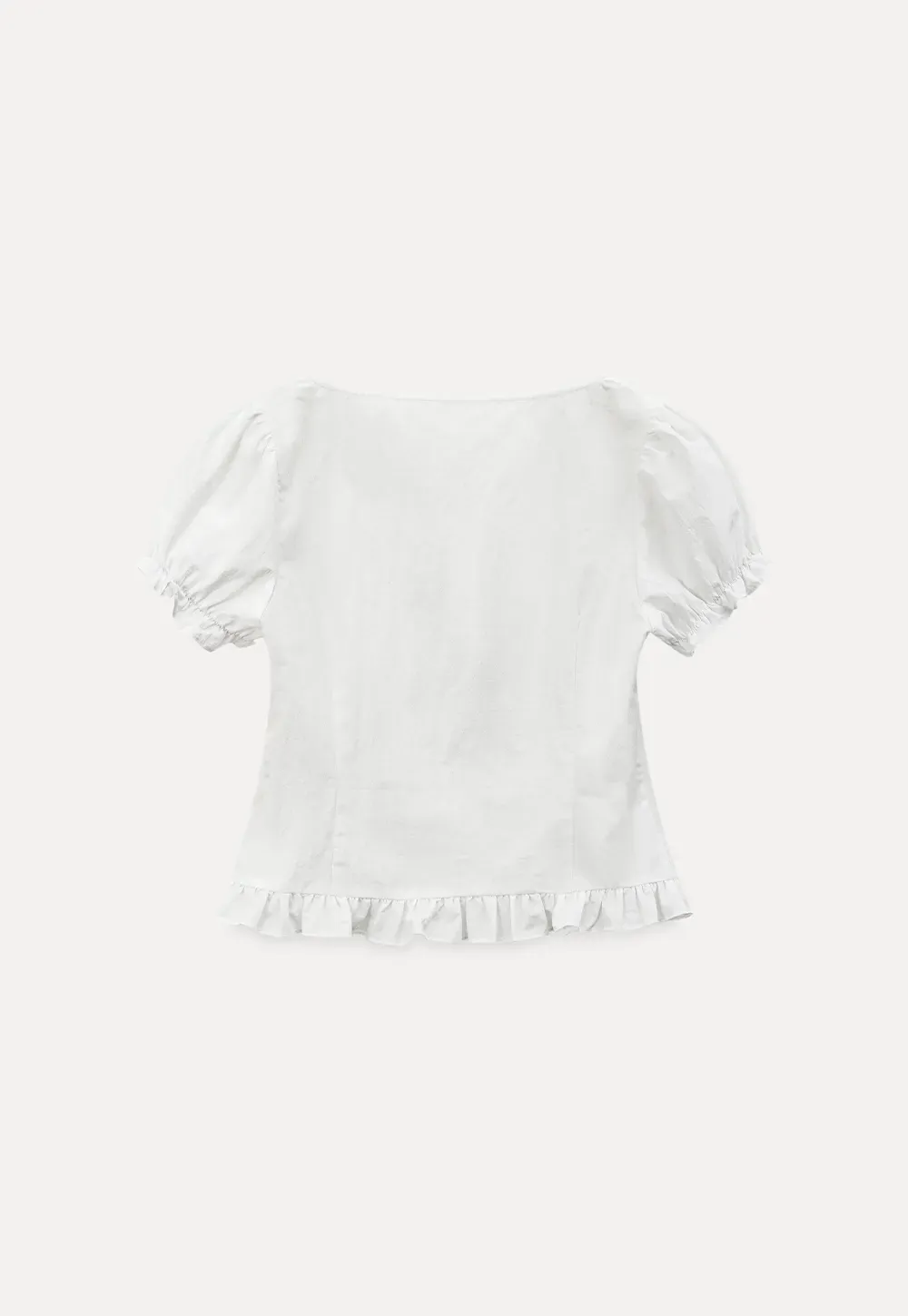 Square neck puff sleeve blouse with ruffle hem