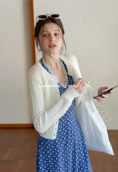 Ribbed Knit Cardigan with Button Closure