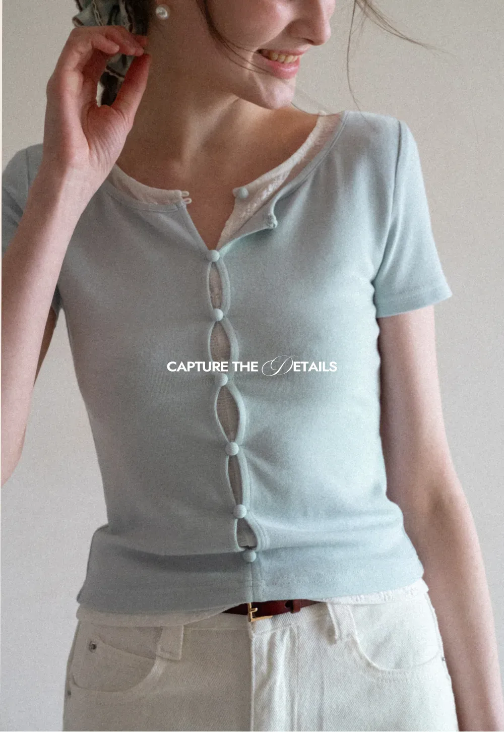 Short Sleeve T Shirt with Lace Trim