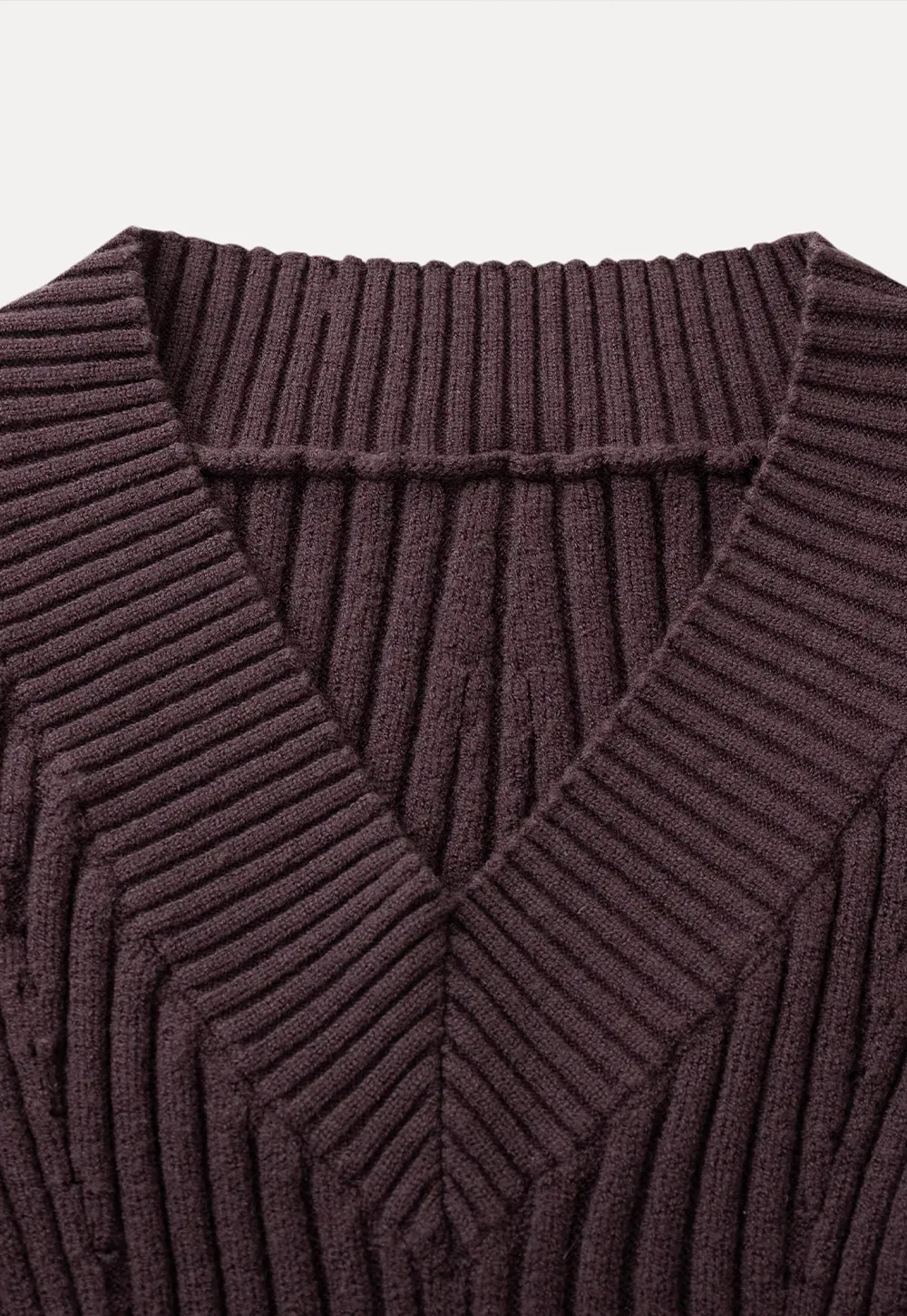 Elegant Ribbed Knit Sweater with V-Neck Design