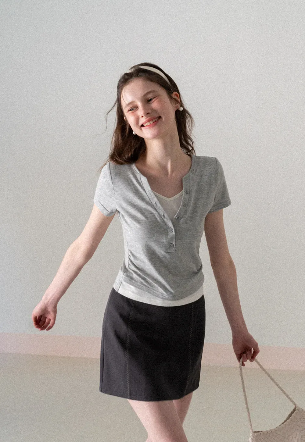 Short Sleeve T Shirt with Round Neck