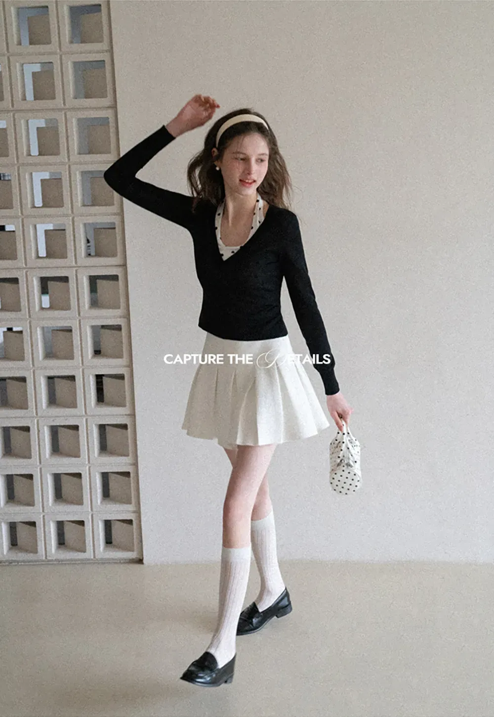 Woolen Knit Sweater and Polka Dot Tank Top