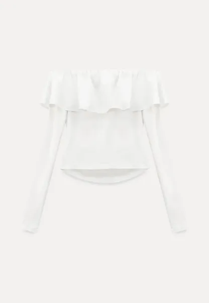 Off Shoulder Ruffled Top with Long Sleeves