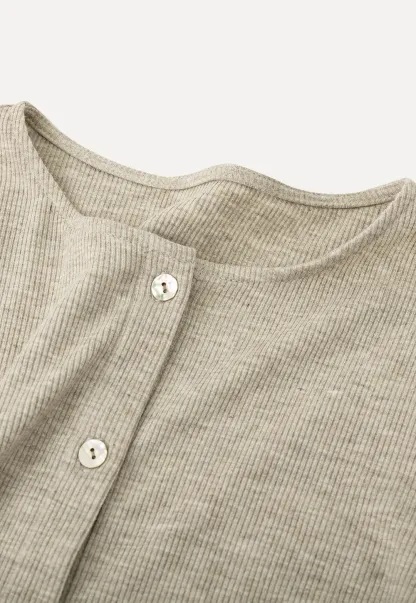 Long sleeve button front top and asymmetrical skirt