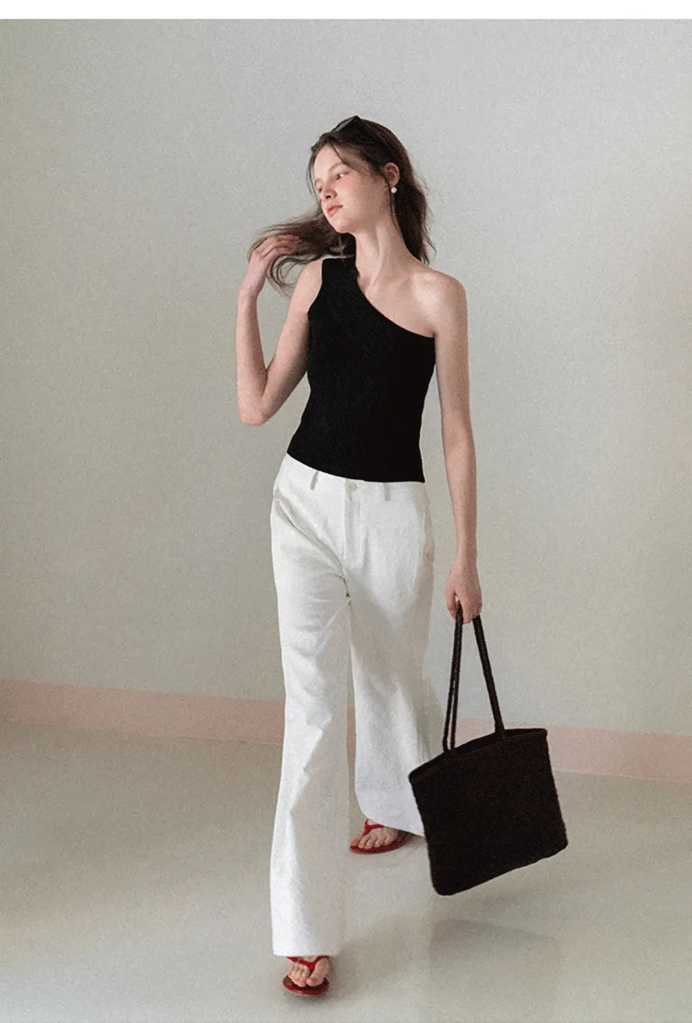 Asymmetrical Ribbed Knit Sleeveless Top