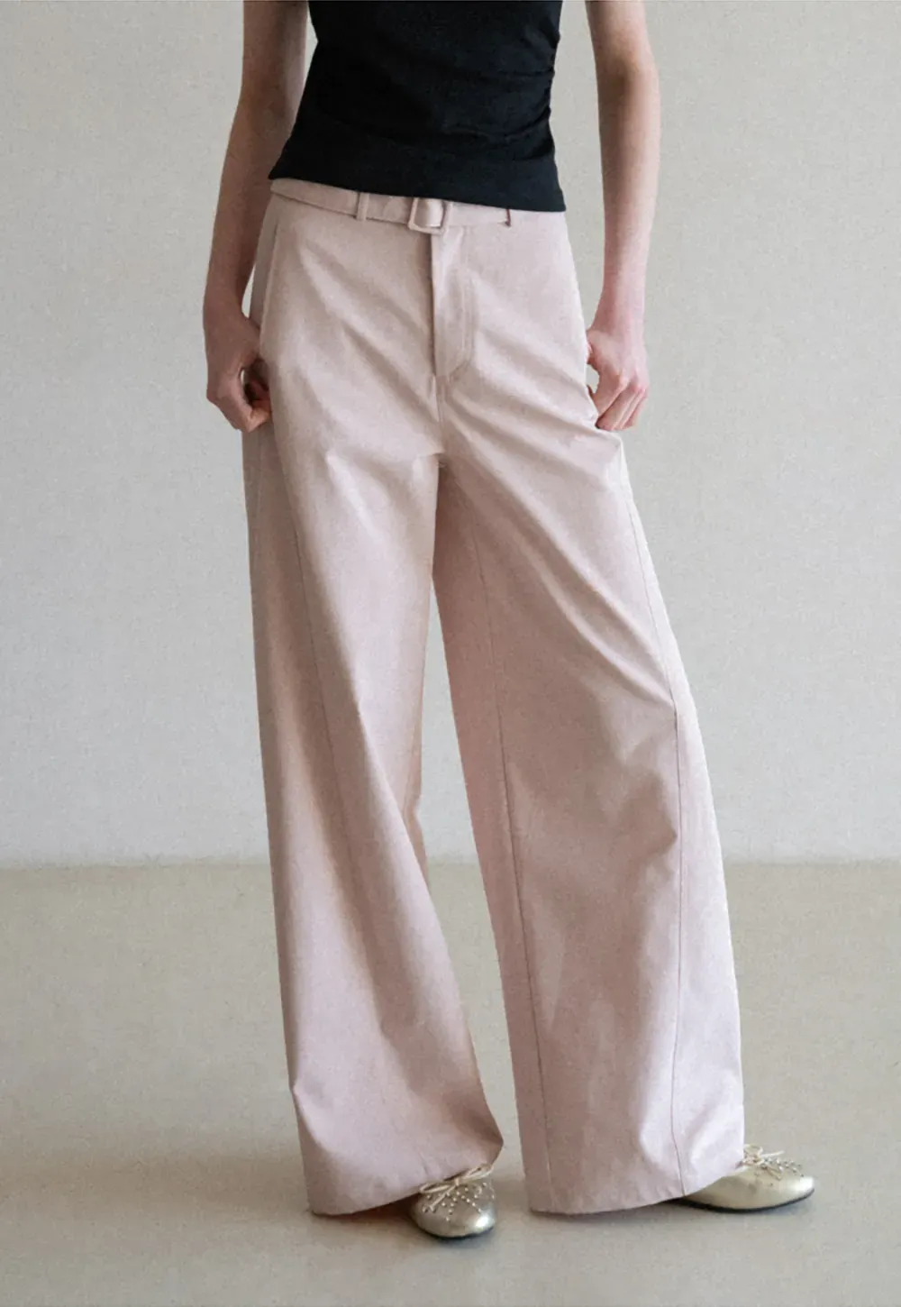 Wide Leg Casual Pants with Belted Waist