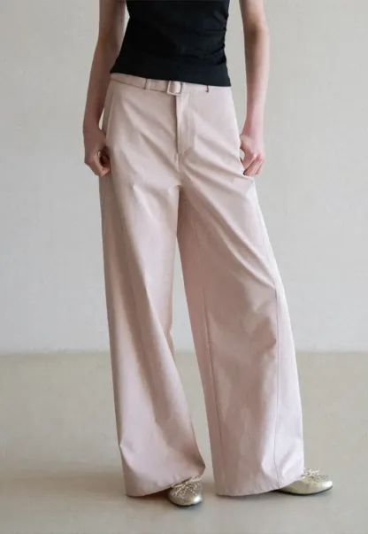Wide Leg Casual Pants with Belted Waist