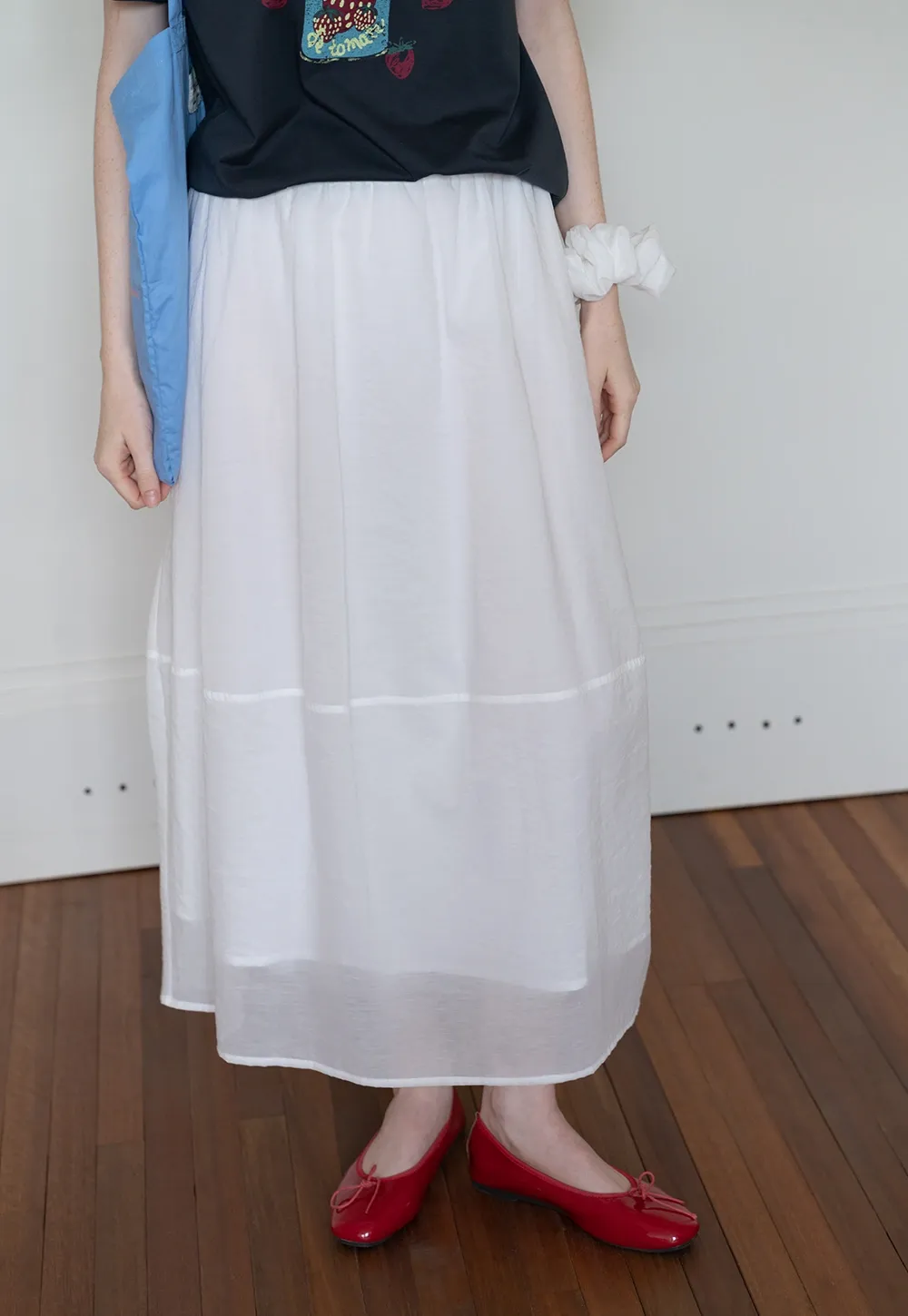 Women’s Elastic-Waist Flowy Midi Skirt