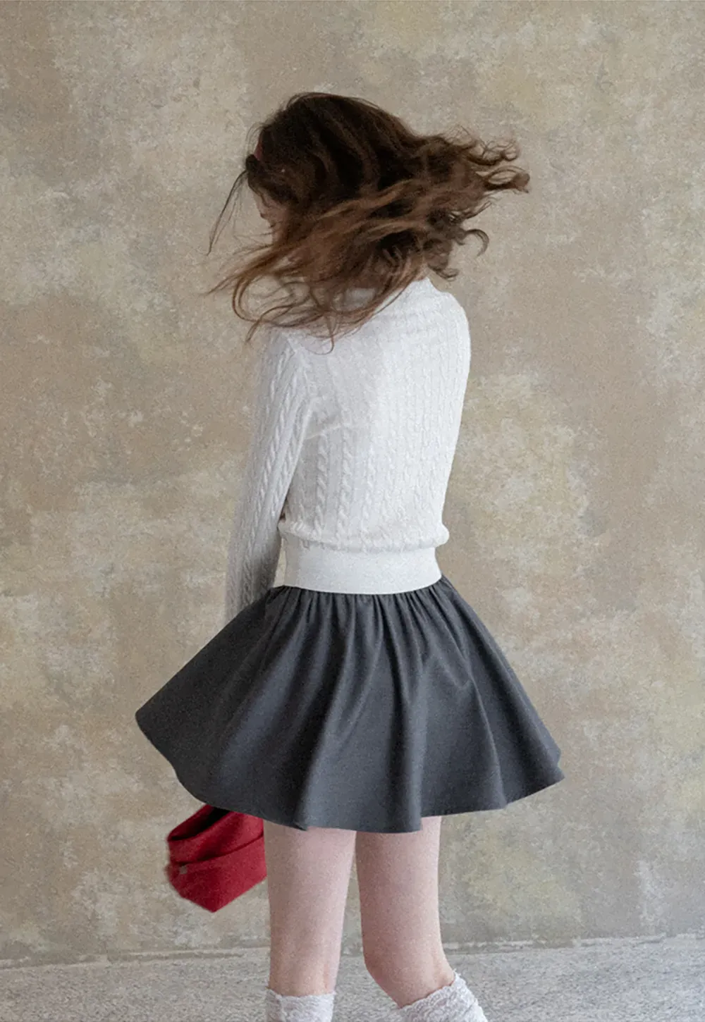 Pleated A-line Mini Skirt with Waistband