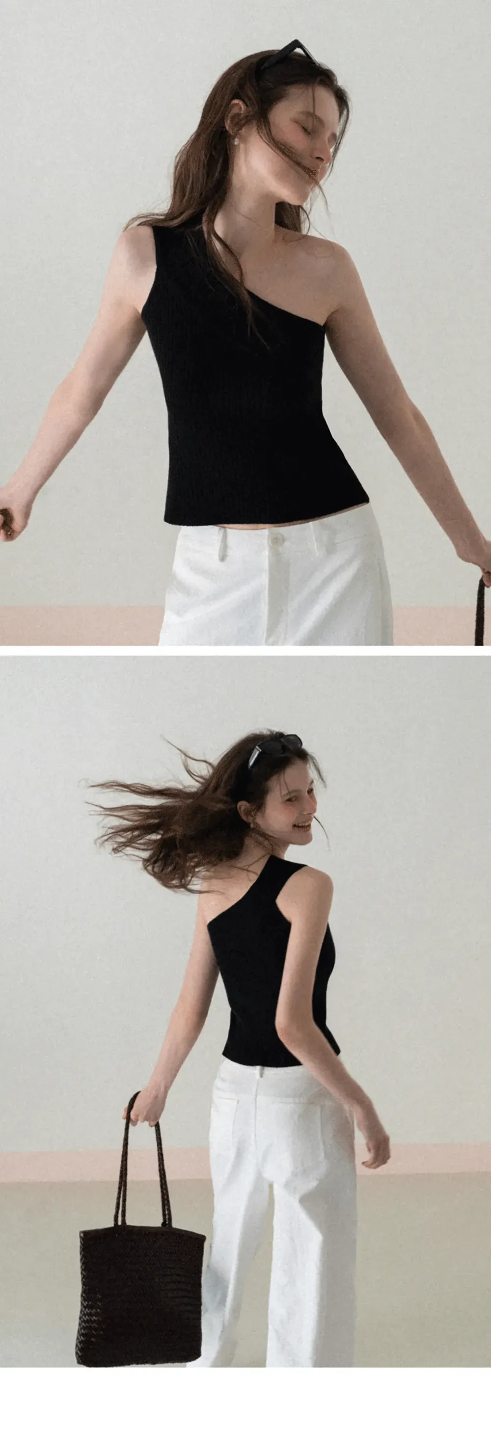 Asymmetrical Ribbed Knit Sleeveless Top