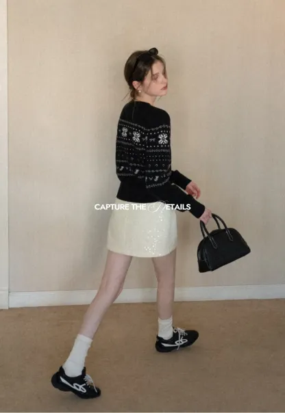 sparkling sequin mini skirt with flared hem