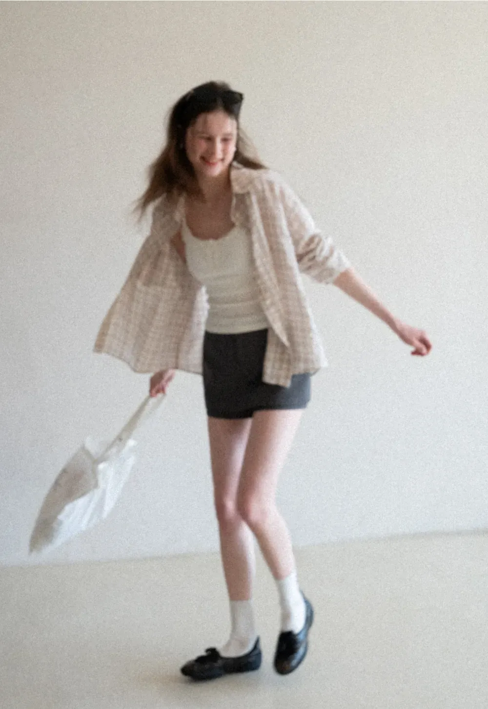 Plaid Shirt with Collar and Long Sleeves