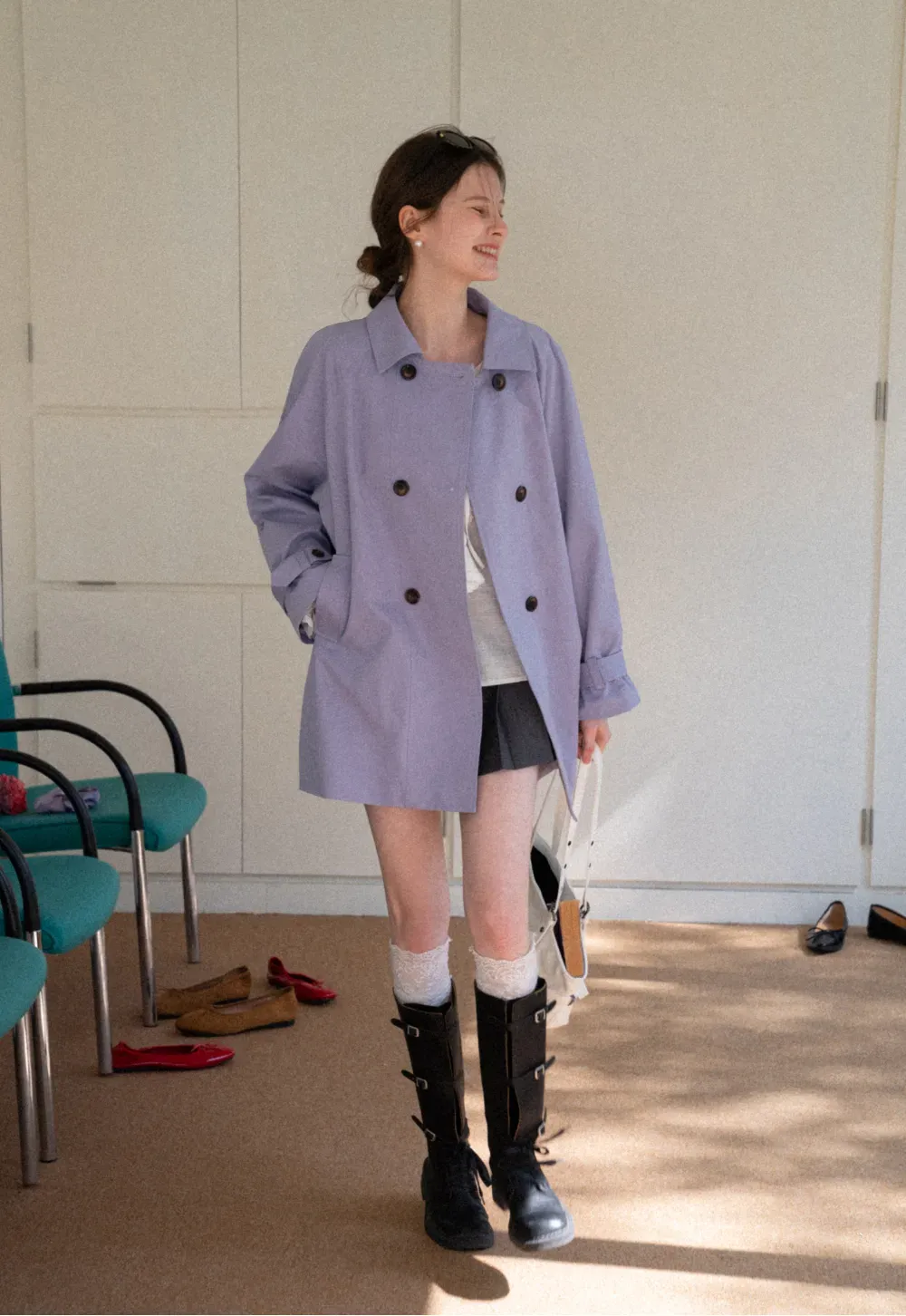 Elegant Double Breasted Short Jacket