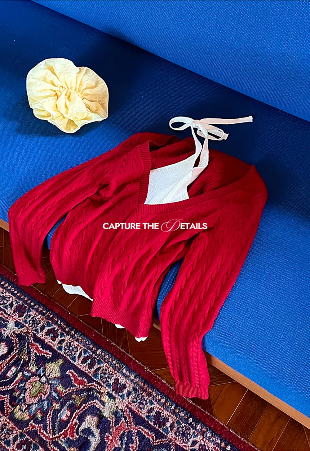 Cable Knit Sweater with Back Tie Detail