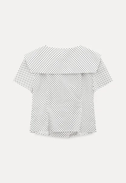 Polka dot short sleeve shirt with collar and buttons