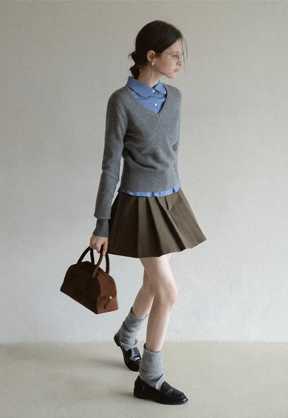 Pleated Mini Skirt with Belt Detail