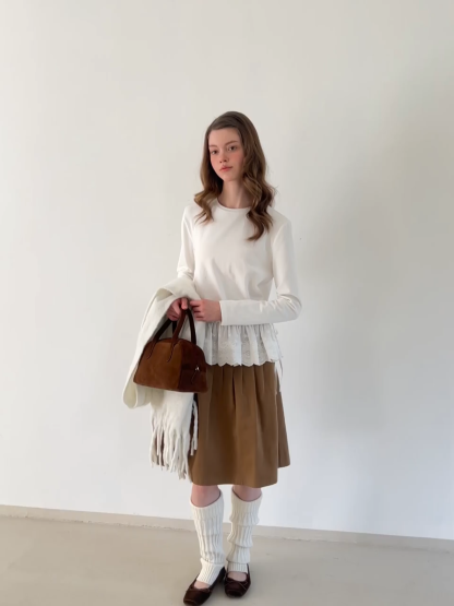 Lace Peplum Long Sleeve Top