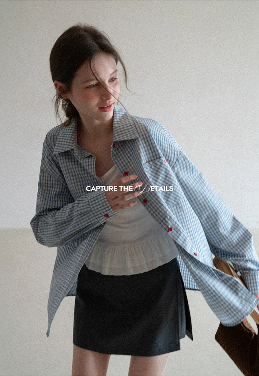 Oversized Checkered Button Up Shirt with Pocket Design