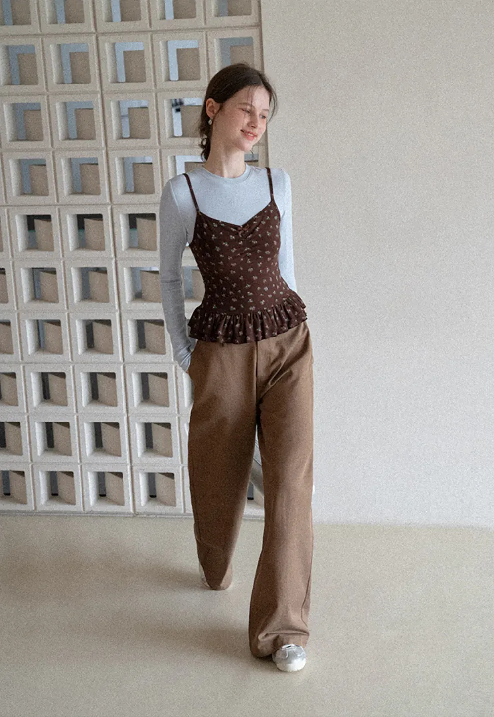 floral peplum tank top with ruffle hem