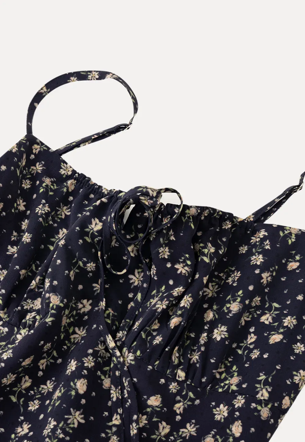 Floral Print Slip Dress with Thin Straps and Asymmetrical Hem