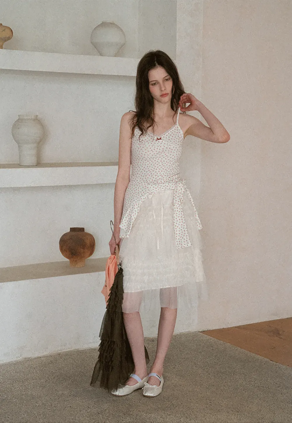 Floral Print Lace Trim V Neck Short Top