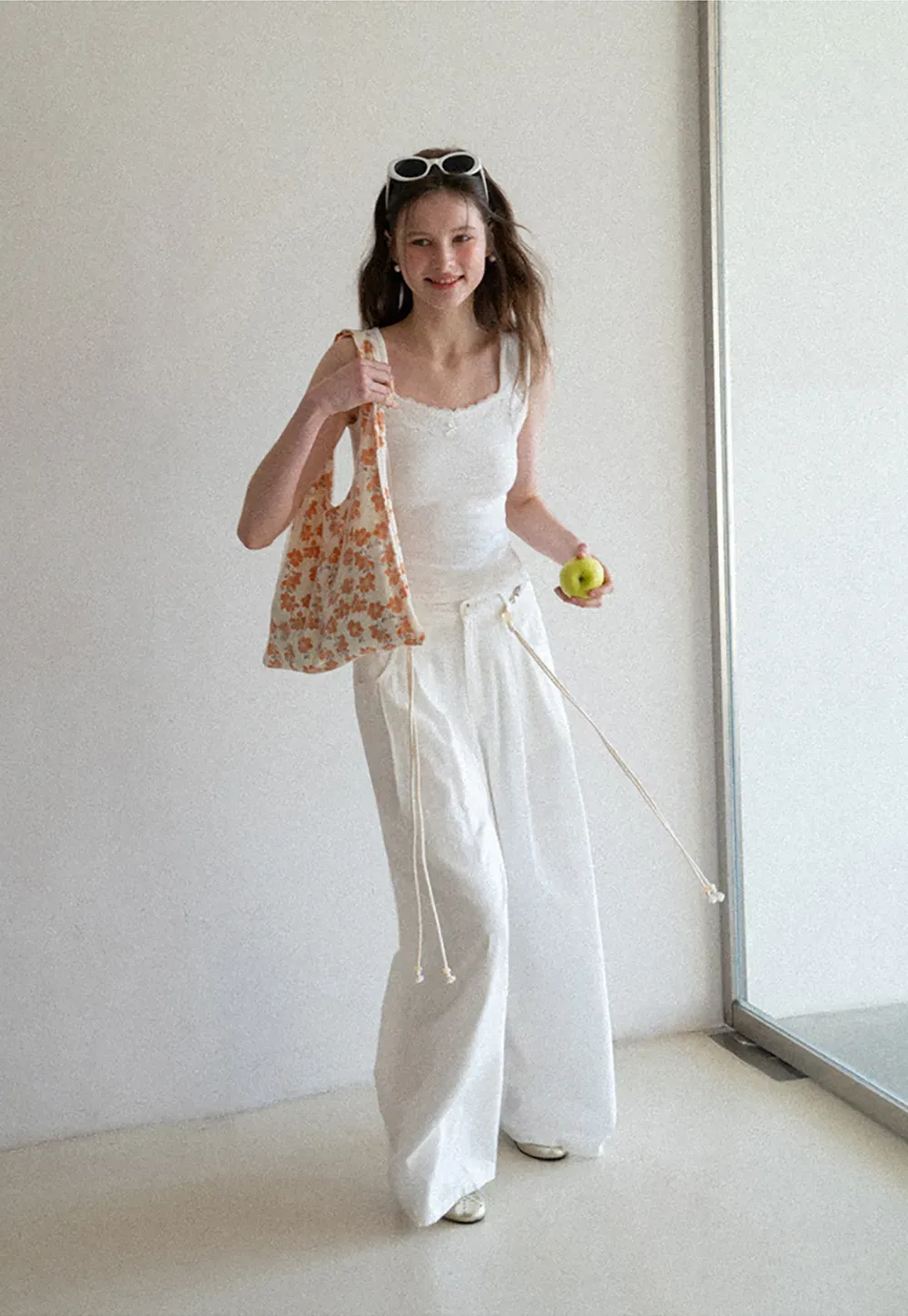 Casual Pants with Wide Legs and Pleats