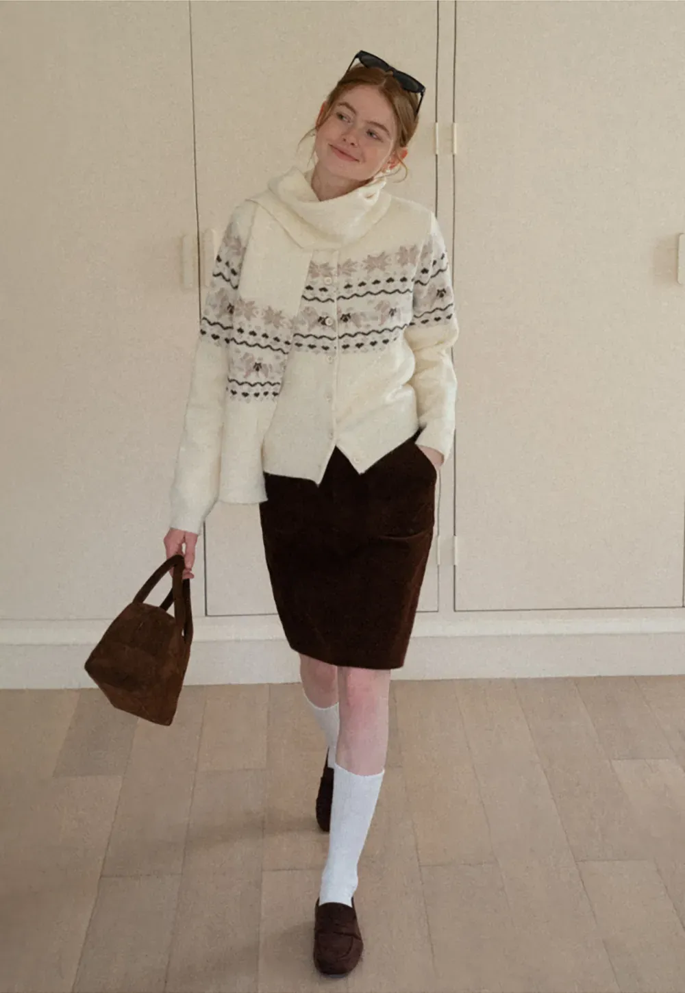 Winter Fair Isle Knit Sweater with Snowflake and Animal Pattern