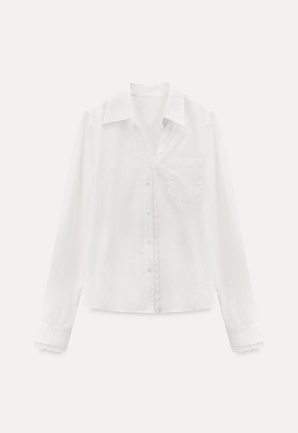 Elegant Lace Trim Button Down Shirt