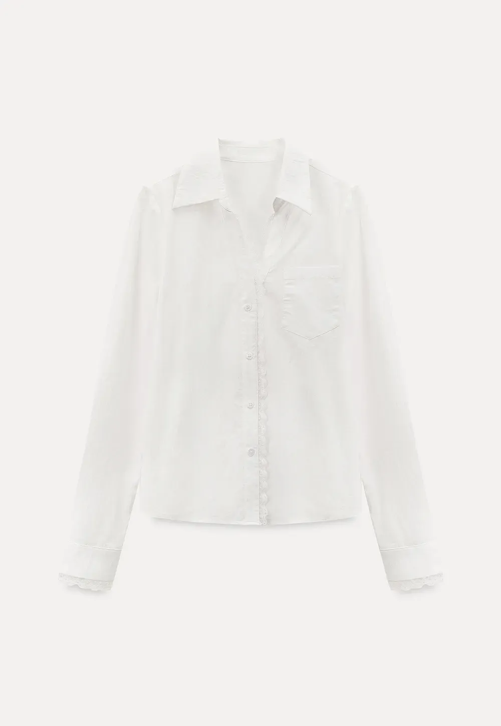 Elegant Lace Trim Button Down Shirt