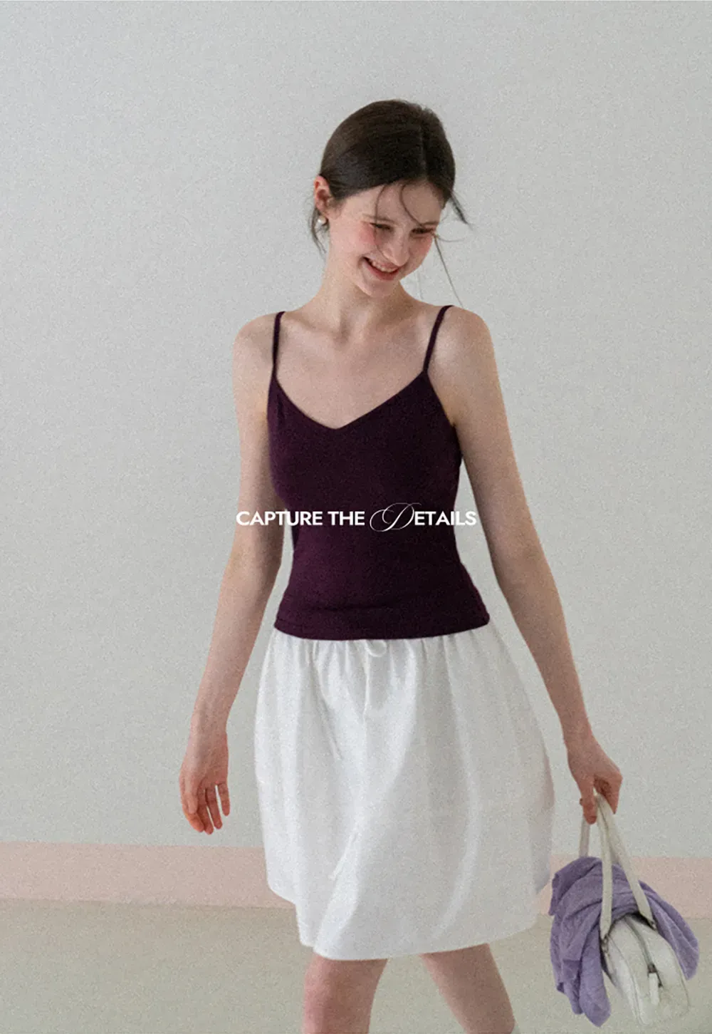 A-line skirt with drawstring waist and layered hem