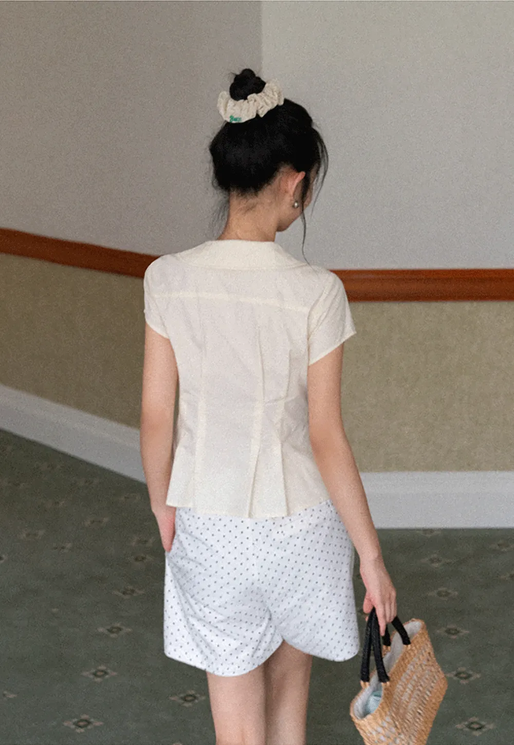 Polka Dot Shorts with Pleated Design