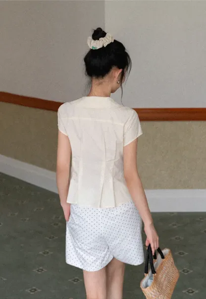Polka Dot Shorts with Pleated Design