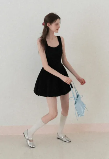 Sleeveless Square Neck Flared Mini Dress