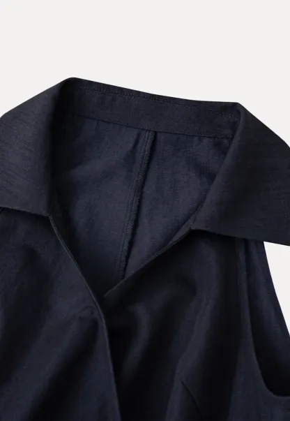 Sleeveless Collared Top with Wrap Detail and Wide Leg Pants