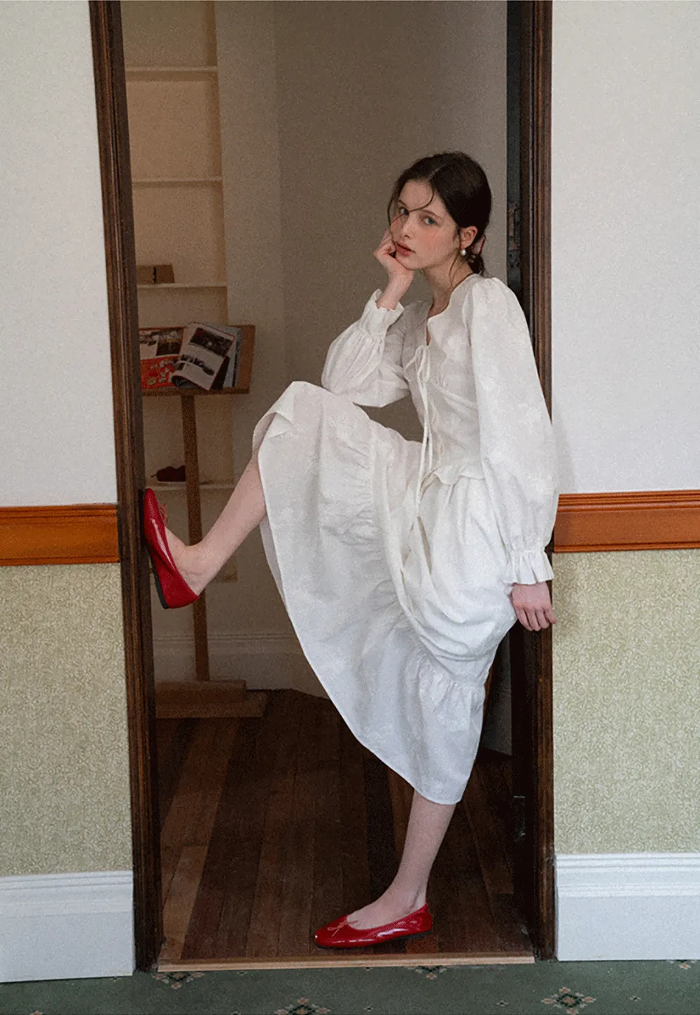 Shirt with ruffled sleeves and layered skirt