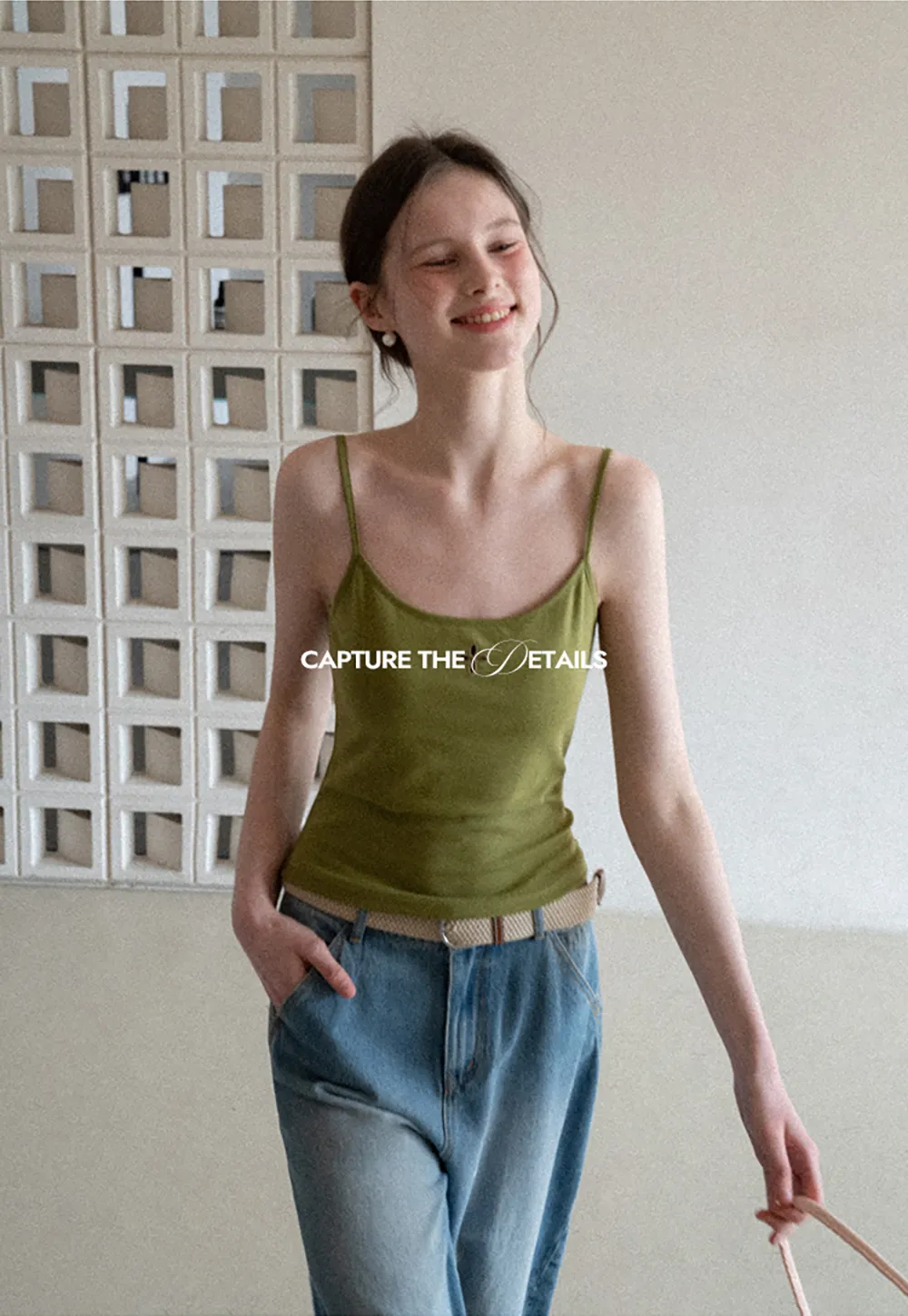 Gray tank top with small embroidered cross detail